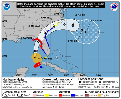 Hurricane Idalia is gaining strength and taking aim at Florida's capital