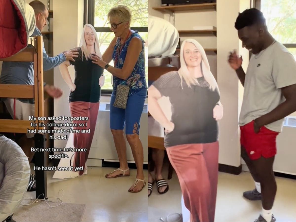 College student discovers life-size cardboard cutout of his mother