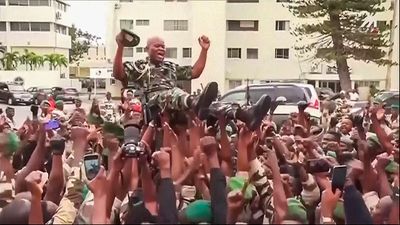 Gabon’s new military leader paraded through streets of capital