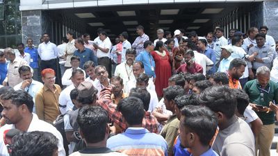 Kalaburagi City Corporation employees, officials stage protest against assault on staff member