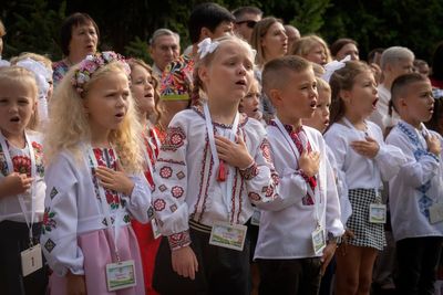 It's joy mixed with sorrow as Ukrainian children go back to school in the midst of war