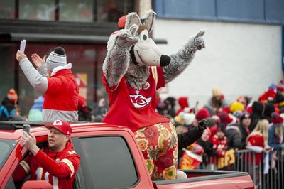 Chiefs mascot K.C. Wolf broke out his best dance moves at First Fridays