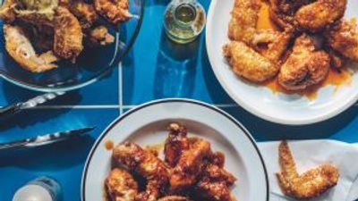 Recipe: air-fryer chicken wings with three sauces by Poppy O’Toole