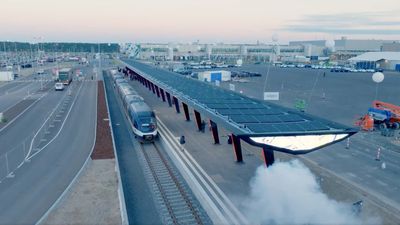 Tesla's Giga Berlin Train Shuttle Opens, Runs On Diesel