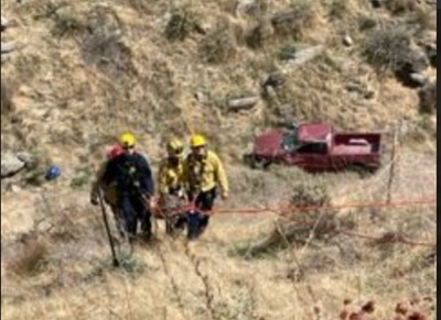 Driver rescued five days after pickup truck plunged 100 feet off cliff
