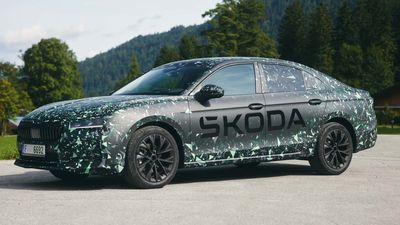 2024 Skoda Superb Liftback Teased Wearing Thin Camouflage