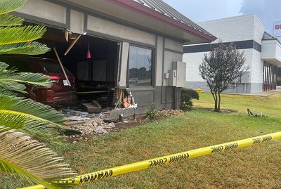 Wet roads and speed factored into car crashing into Denny's restaurant, Texas police chief says