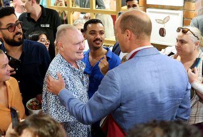 Prince of Wales kissed by Gazza during visit to Pret - old