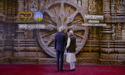 Konark Wheel replica serves as backdrop of PM Modi's welcome handshake with G20 leaders