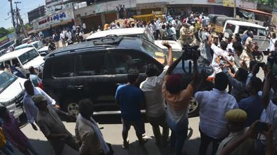 TDP activists protest all along the route police took to bring Naidu to Vijayawada
