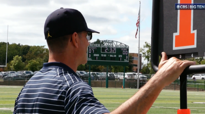 Michigan’s Jim Harbaugh Works on Youth Football Chain Crew While Serving Suspension