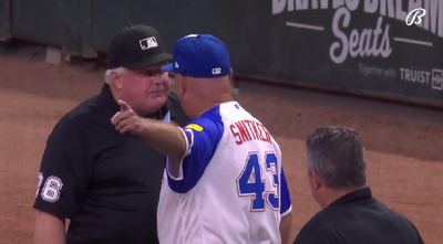 Braves manager Brian Snitker chewed out an umpire after he got ejected