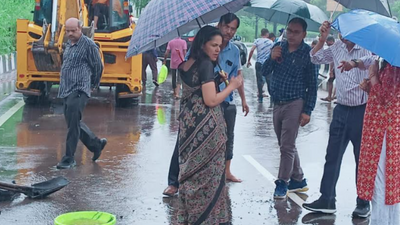 Lucknow weather: Following overnight rains, road near 1090 intersection caves in