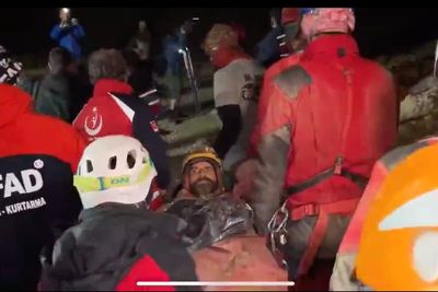 ‘Amazing’: Mark Dickey reacts as he reaches surface after being stranded 3,400ft underground in Turkey cave