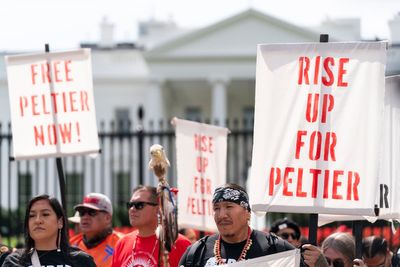 Supporters of Native activist Leonard Peltier hold White House rally, urging Biden to grant clemency