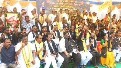 TDP activists stage relay fast in support of Naidu in Tirupati