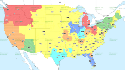 If you’re in the green, you’ll get Giants vs. Cardinals on TV