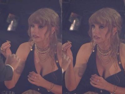 Taylor Swift reacts on camera after breaking her $12,000 ring at the 2023 MTV VMAs