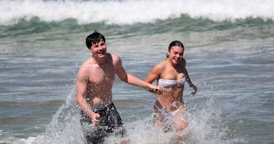 Warm spring waves in early beach weather