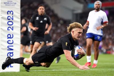 All Blacks bounce back from opening defeat with 11-try mauling of Namibia