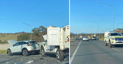 Two police officers injured in crash on Majura Parkway