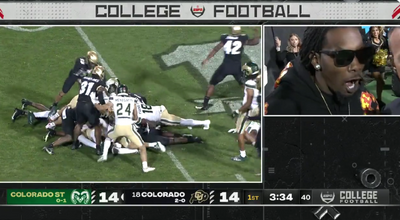 Offset hysterically celebrated a fumble during his sideline interview at Colorado State-Colorado