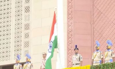 Rajya Sabha Chairman hoists national flag at new Parliament building