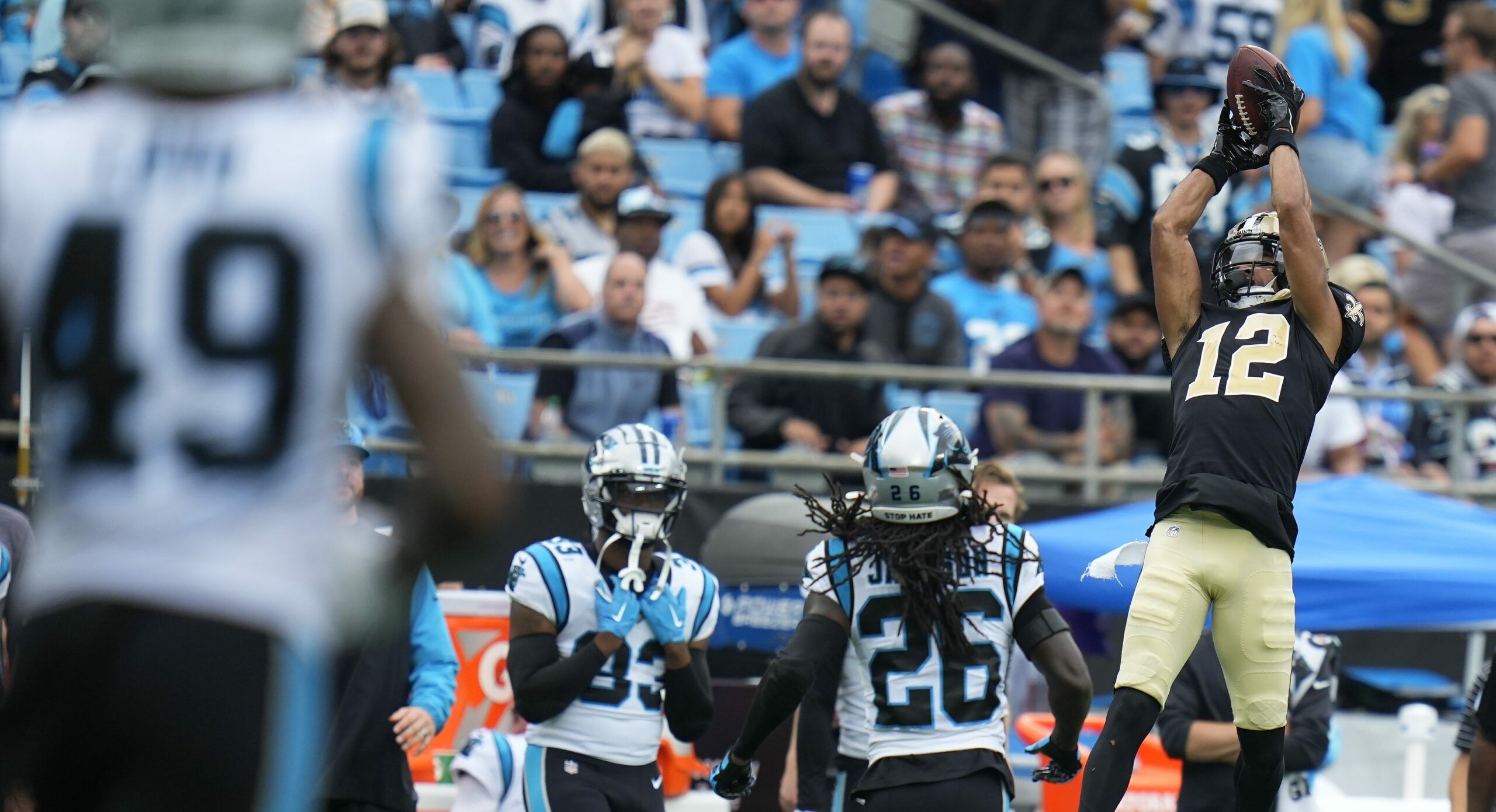 Chris Olave's incredible catch helps Saints to early divisional victory  over Panthers