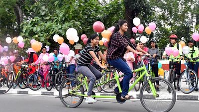 A bike ride brings together women in colourful attire