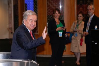 UN chief says people are looking to leaders for action and a way out of the current global 'mess'