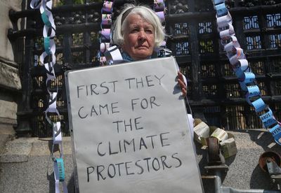 Fears over right to protest after woman with sign at climate trial prosecuted