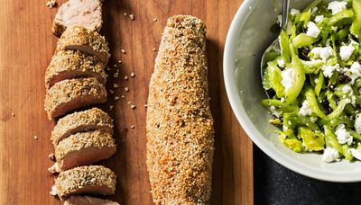 Menu planner: Call the friends over for sesame-crusted pork tenderloin with celery salad