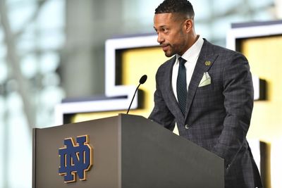Notre Dame coach Marcus Freeman talks about Ohio State leading up to the game