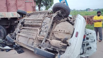 B. Tech student killed, five others injured as car rams into parked lorry in Mulugu district