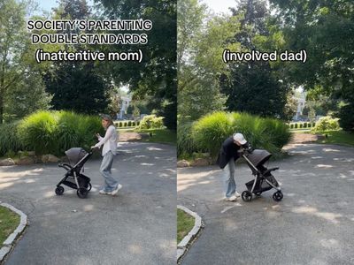 Mother calls out parenting double standard by showing moms and dads performing same activities