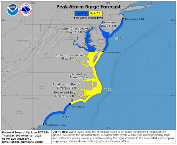 Tropical storm warning puts mid-Atlantic coast under threat of winds and flooding