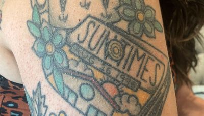 Ex-South Sider BriElle Munizzi’s tattoo pays tribute to her family’s Sunday ritual: reading the Sun-Times