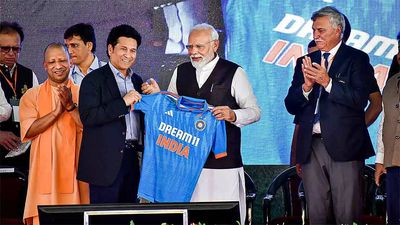Watch: Sachin Tendulkar presents PM Narendra Modi Indian cricket team jersey