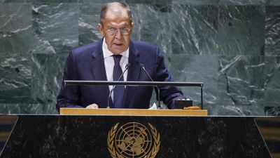 Russian foreign minister lashes out at the West but barely mentions Ukraine in UN speech