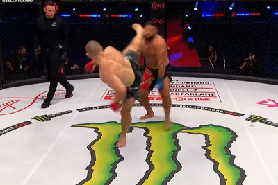 Bellator 299 video: Heavyweight Sergey Bilostenniy lands perfect spinning head kick for TKO