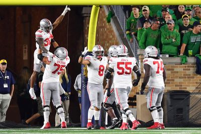 Which Ohio State football players earned Buckeye leaves against Notre Dame