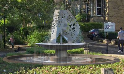 ‘When I saw it I was appalled’: row over modern fountain splits Yorkshire town down middle