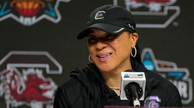 Dawn Staley Celebrates on Sideline After Big South Carolina Touchdown