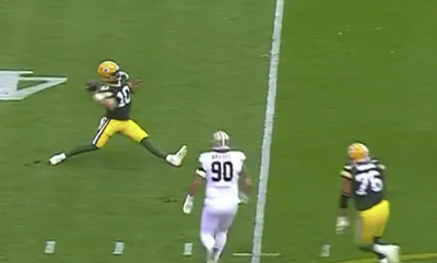 Jordan Love nearly hurt himself trying to launch an ill-advised pass on a hopeless trick play