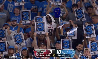 Video caught a Falcons fan looking miserable in a sea of Lions fans and it was so relatable