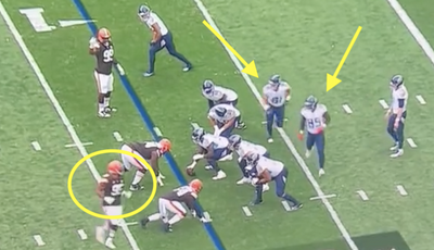 The Titans were tired of Myles Garrett wrecking their offense so they hilariously sent 2 guys to shadow him