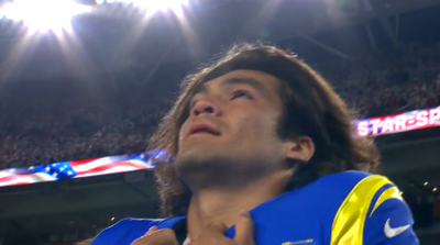 Rams rookie WR Puka Nacua was overwhelmed with emotion during first MNF national anthem