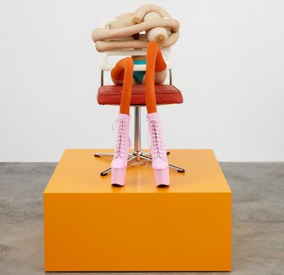 Sarah Lucas: Happy Gas review – bulging tights, pervy plinths and kinky boots