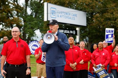 Biden joins Michigan picket line to show support for striking autoworkers