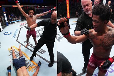 DWCS 64 video: Vinicius Oliveira flattens Victor Madrigal, brings pen to Dana White during celebration